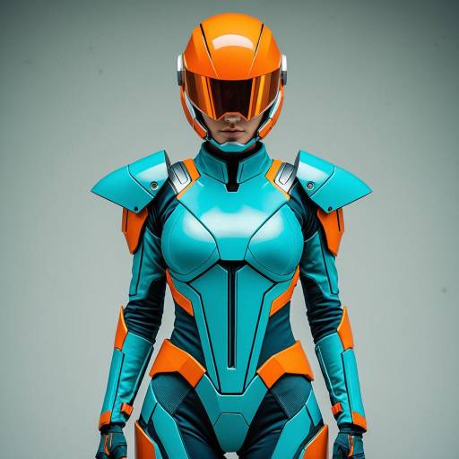 Futuristic Sci-Fi Turquoise and Orange Armor Costume