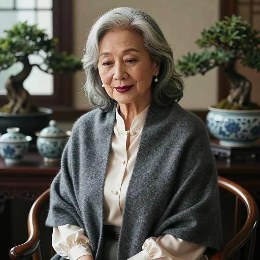 Elegant Elderly East Asian Woman Portrait