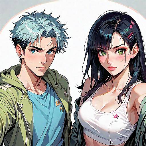 Anime Group Selfie with Casual Outfits