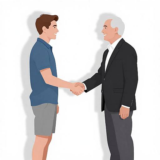 Handshake Illustration of Two Diverse Individuals