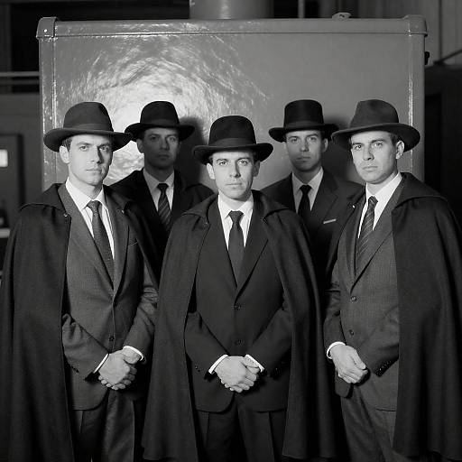 Dramatic Black-and-White Portrait of Men