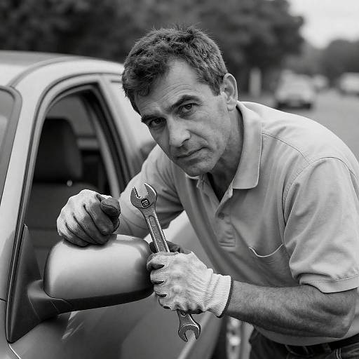 Documentary Portrait of Mechanic with Wrench