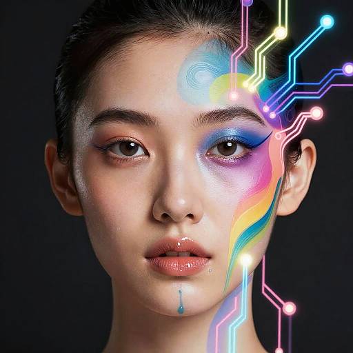 AI Makeup Transformation with Futuristic Flair