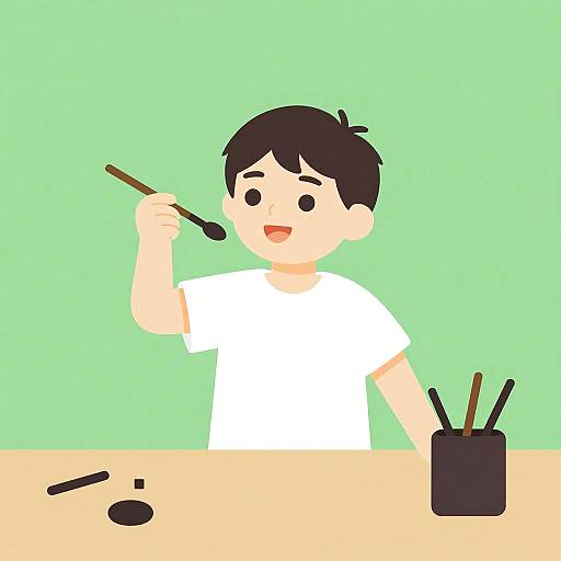 Minimalist Child Painting Illustration