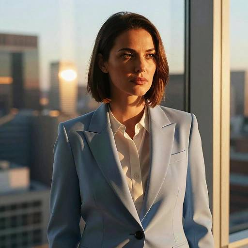 Serious Woman in Urban Sunset