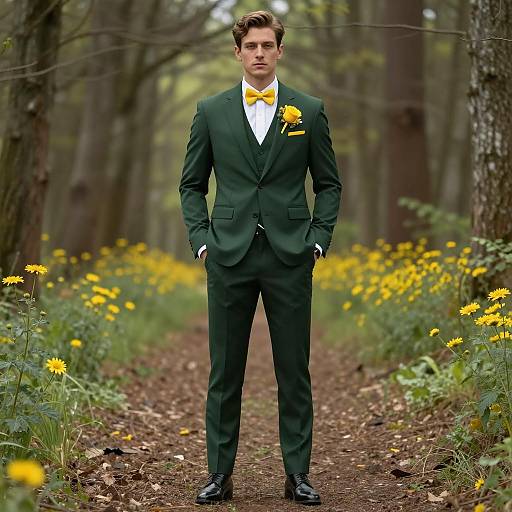 Handsome Groom in Forest Attire