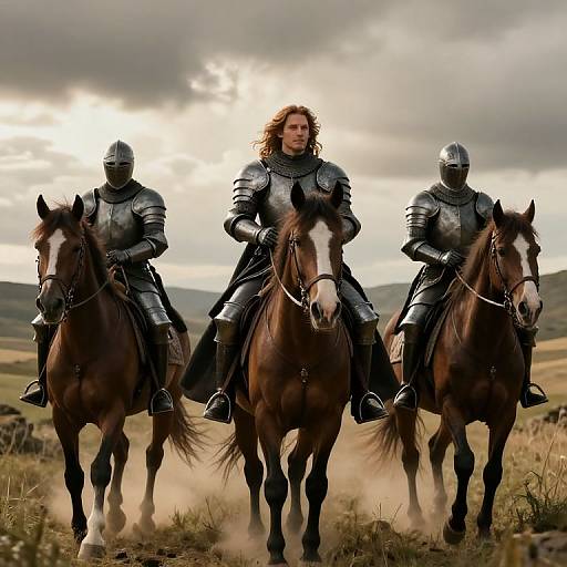 Epic Knights Riding Through Open Landscape