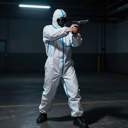 Mysterious Figure in Hazmat Suit