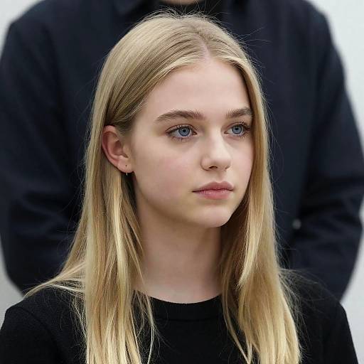 Young Blonde Woman in Black Top