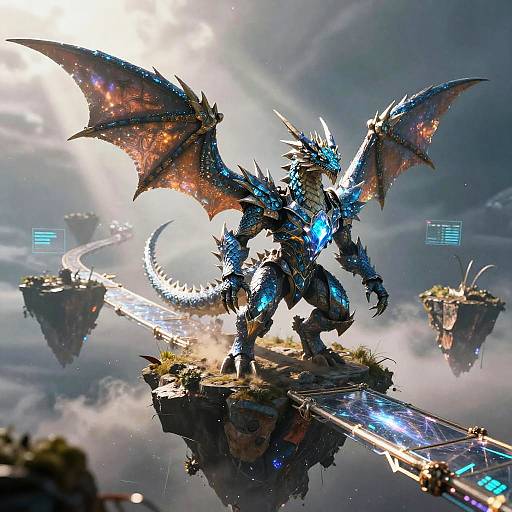 Sapphire Holo-Dragon Sentinel Soars