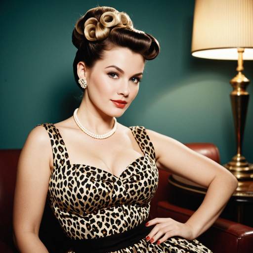 Vintage Pin-Up Woman with Leopard Print Dress