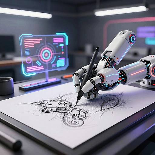 Futuristic AI Robotic Arm Drawing