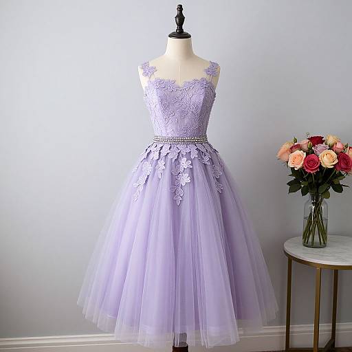 Elegant Lavender Tulle Dress Display