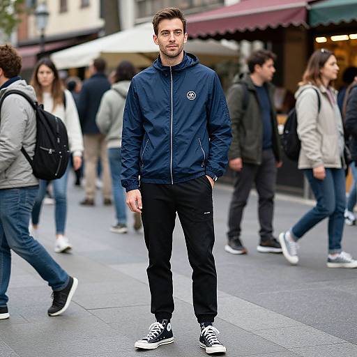 Stylish Man in Navy Windbreaker