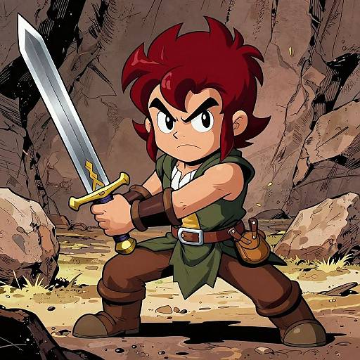 Burgundy-Haired Heroic Adventurer