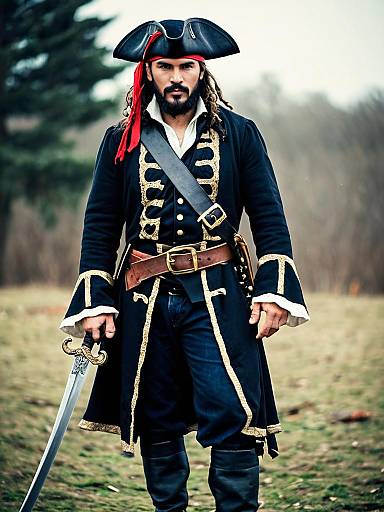 Christmas Pirate in Festive Winter Costume