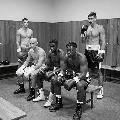 Black and White Boxers in Locker Room