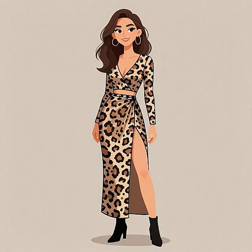 Chic Woman in Animal Print Dress