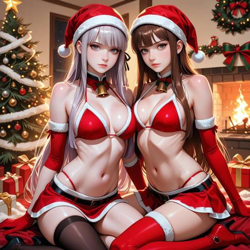 Girls in Christmas Swimwear Scene