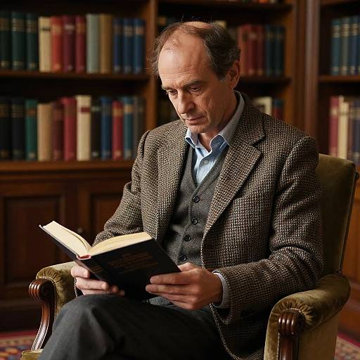 Cozy Library Portrait of Middle-Aged Man