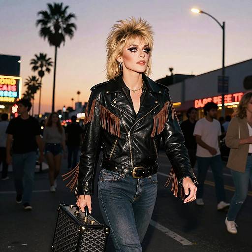 1980s Rockstar on Neon Sunset Blvd