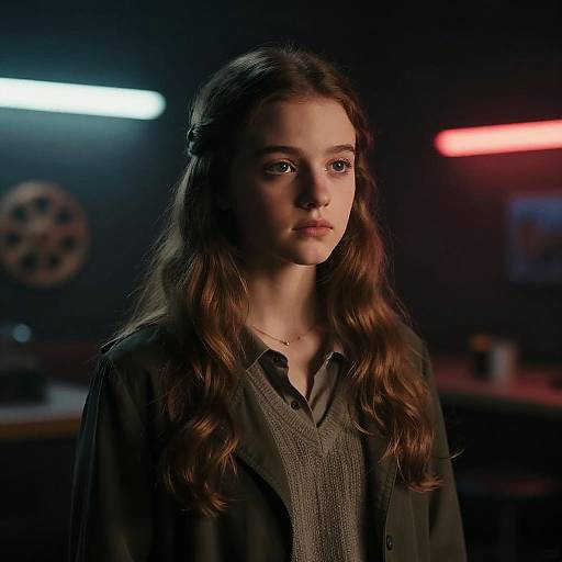 Cinematic Portrait of Young Woman Indoors