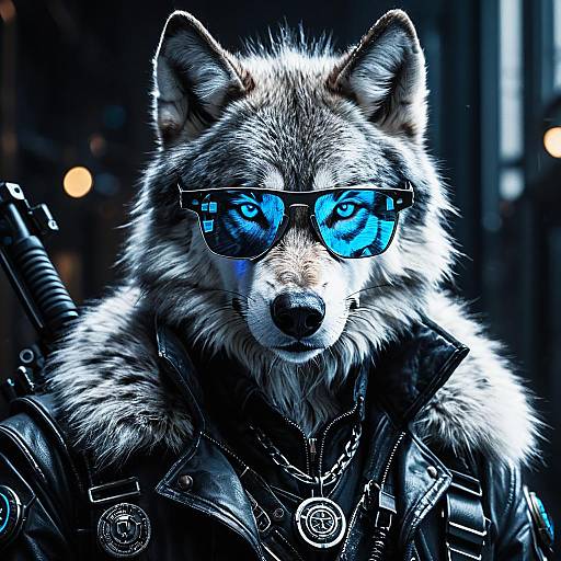 Cyberpunk Silver Wolf Hacker Portrait