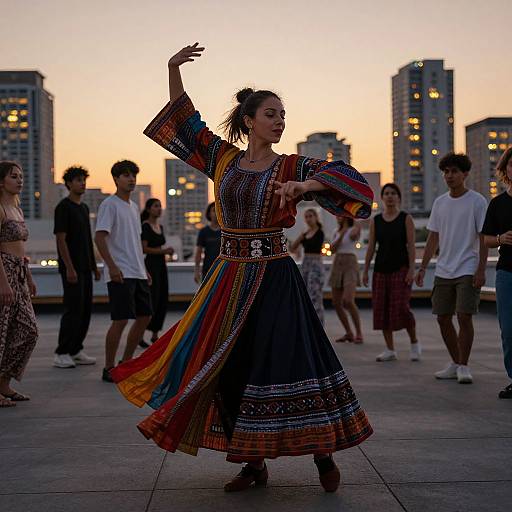 Cinematic Dance Lesson on Rooftop Sunset