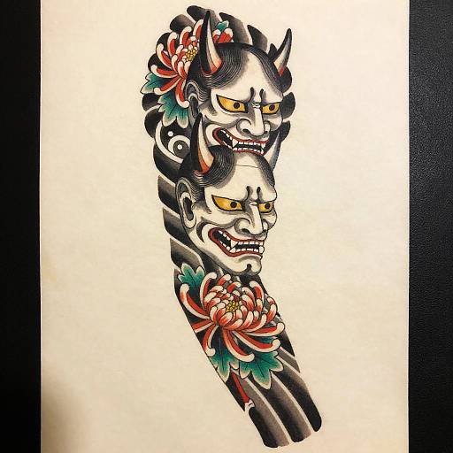 Japanese Tattoo Sleeve with Hannya and Tiger