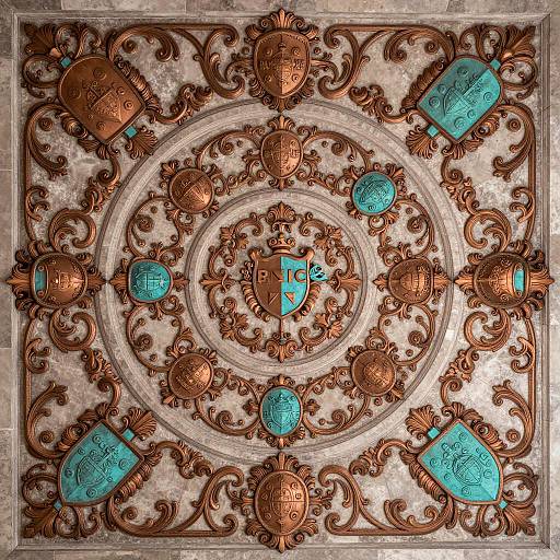 Ornate Scrollwork Vortex Ceiling Design