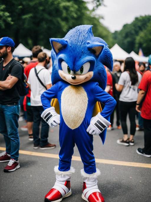 Person in Sonic the Hedgehog Costume at Festival