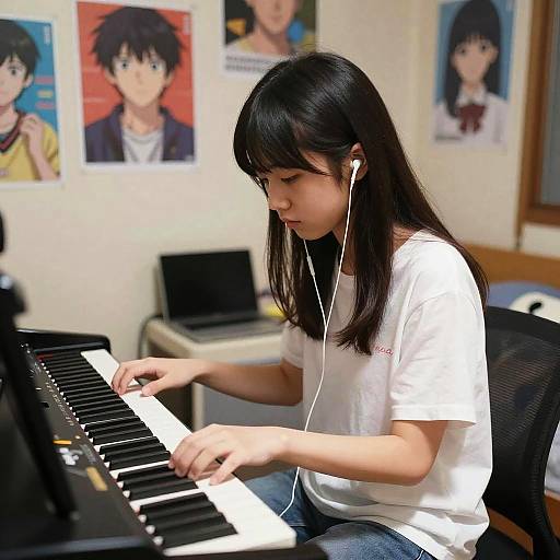 Shy Musician Composing in Cozy Room