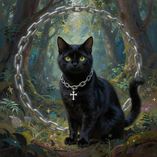Enchanted Black Cat Guarding Portal