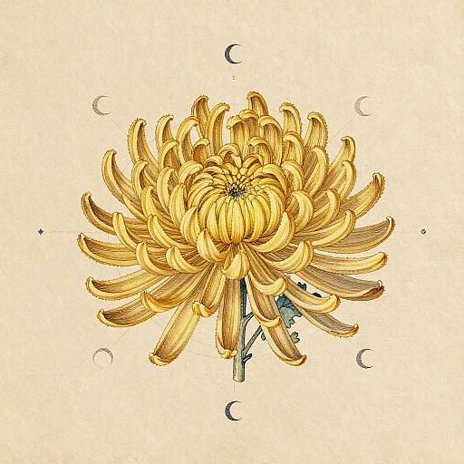 Goldenrod Chrysanthemum Botanical Print