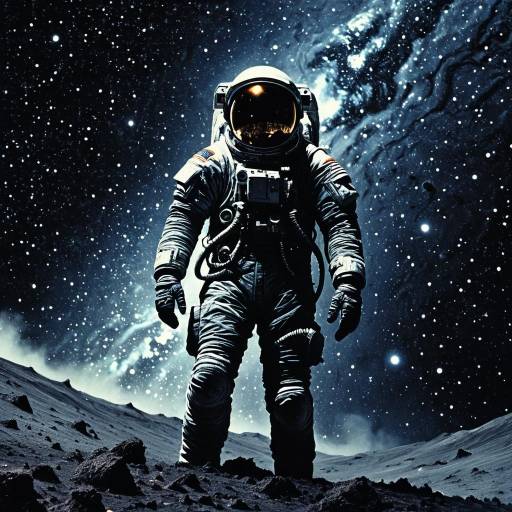 Solitary Astronaut on Alien Landscape