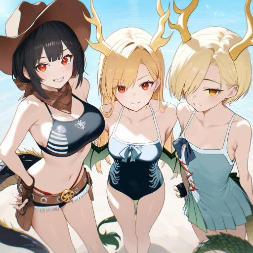Dragon-Themed Swimwear with Girls