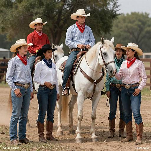 Vibrant Western Cowboys and Cowgirls With Horse