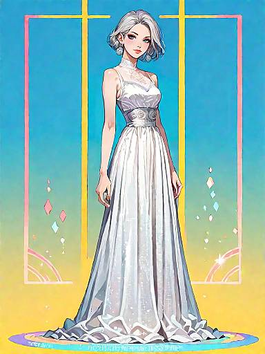 Elegant Silver Ball Gown Full-Body Portrait
