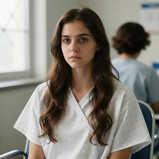 Young Woman in Hospital Gown Portrait