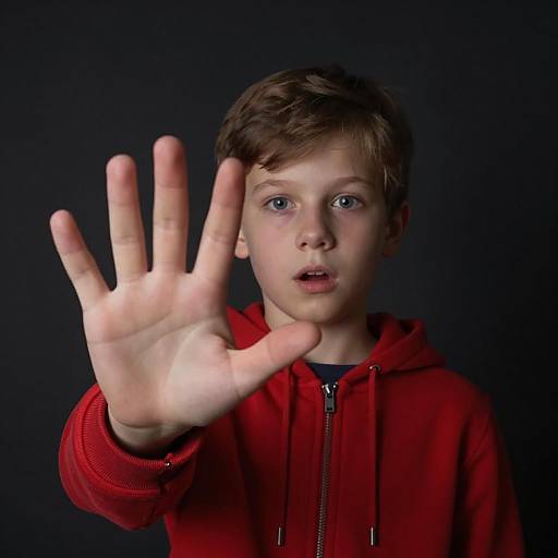 Surprised Boy with Illuminated Hand