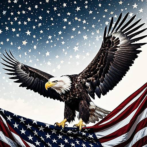Majestic Bald Eagle Emerging From Flag