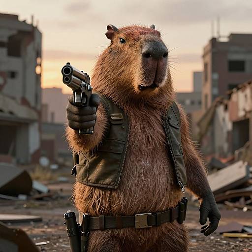 Post-Apocalyptic Capybara with Gun