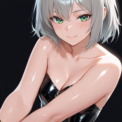 Elegant Woman in Shiny Black Leotard Elegant Woman in Shiny Black Leotard
