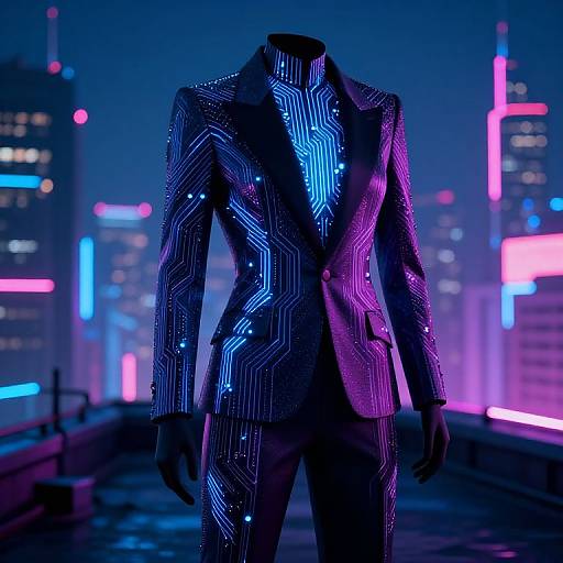 Futuristic Cyberpunk Suit on Rooftop