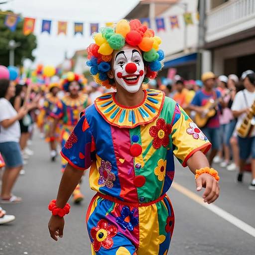 Joyful Carnival Parade with Colorful Clown