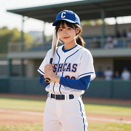 Young Female Baseball Player in Uniform