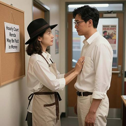 Intimate Encounter in a Hallway Scene