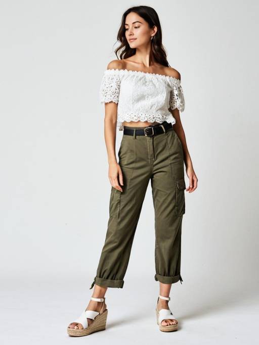Chic Street Style with Lace Blouse