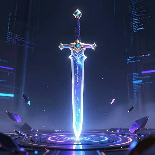 Glowing AI Sword Sentinel
