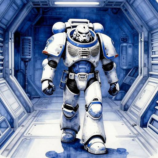 Blue Ink Space Marine Walk